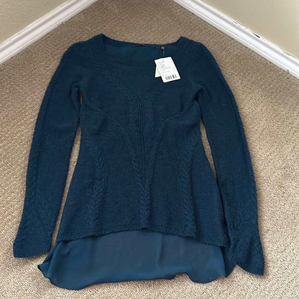 NWT Anthropologie Teal sweater size XS